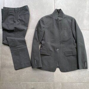 J.Crew black seersucker suit: jacket size 2 pants size 0